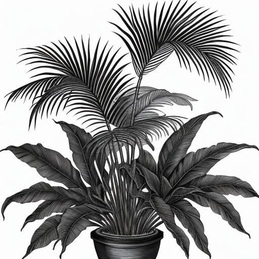 Botanical Ink Drawing: Fan Palms and Century Plants
