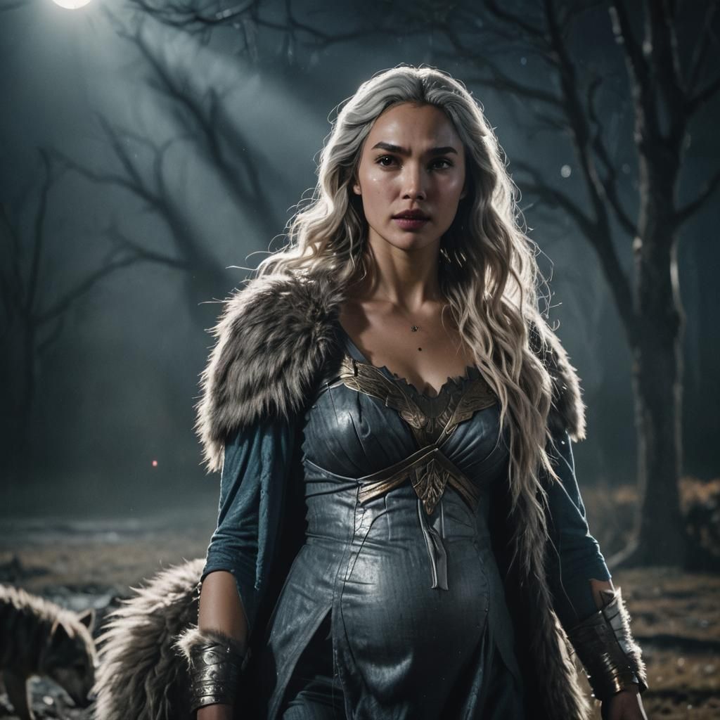 Pregnant Asian Werewolf Gal Gadot in Moonlight