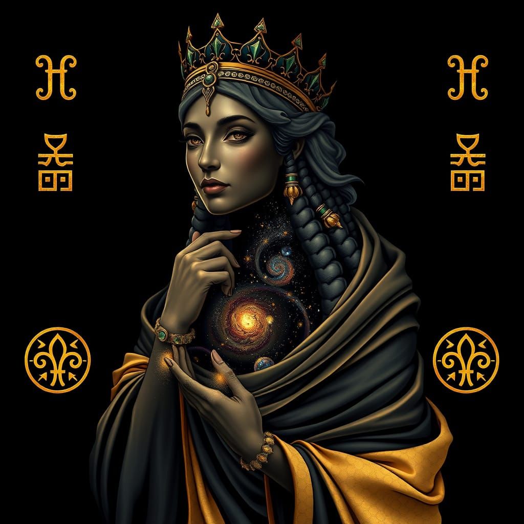 Ancient Mesopotamian Goddess Tiamat in Regal Splendor