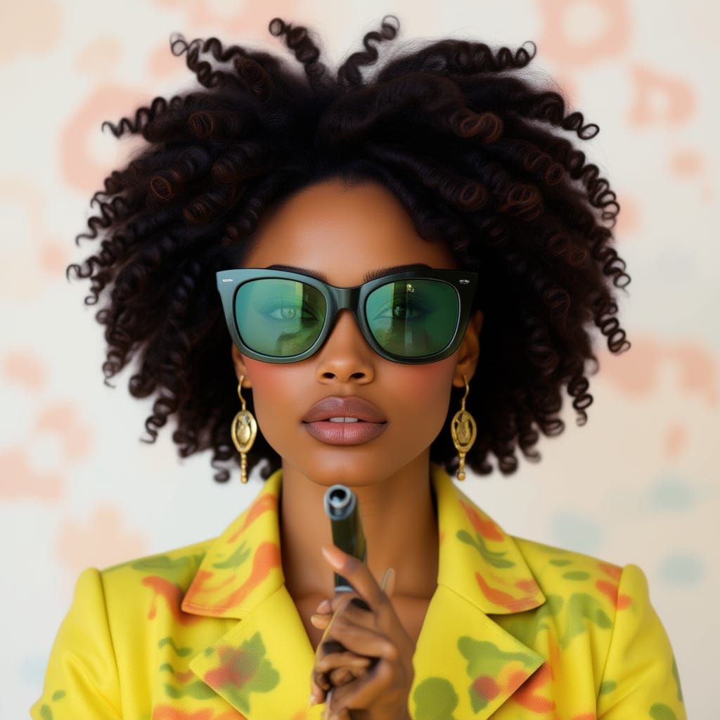 Beautiful Woman with Afro in Photorealistic Style