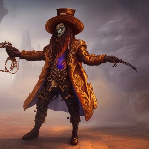 Steampunk Wizard in Detailed Matte Painting