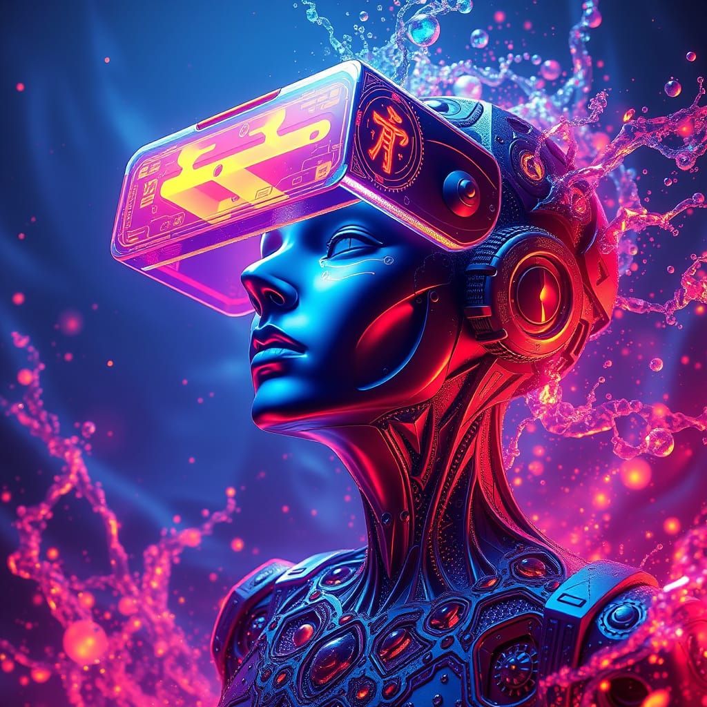 Holographic AI Concept Art in Detailed Matte Painting