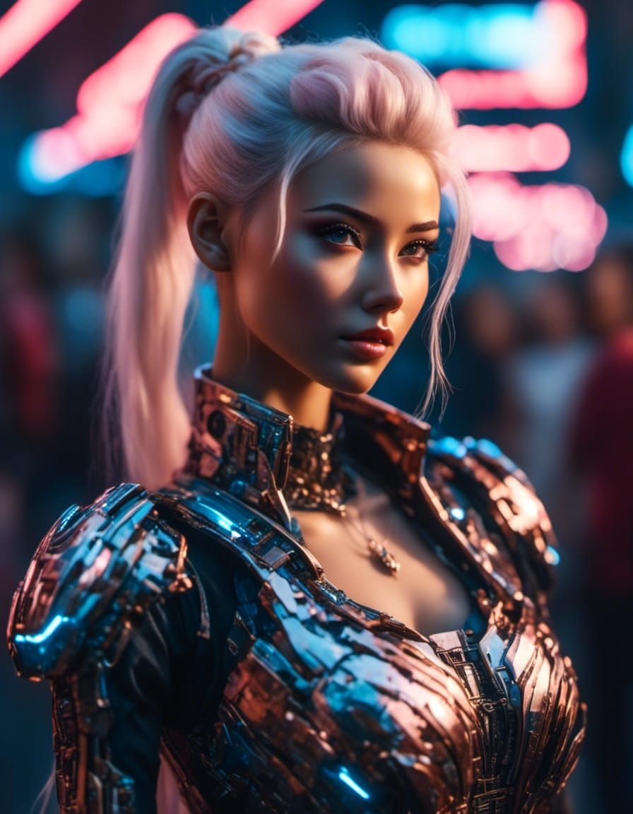 Cyberpunk Barbie Portrait in the Style of Luis Royo