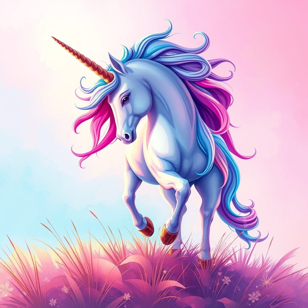 Majestic Unicorn in Dreamlike Shading Style