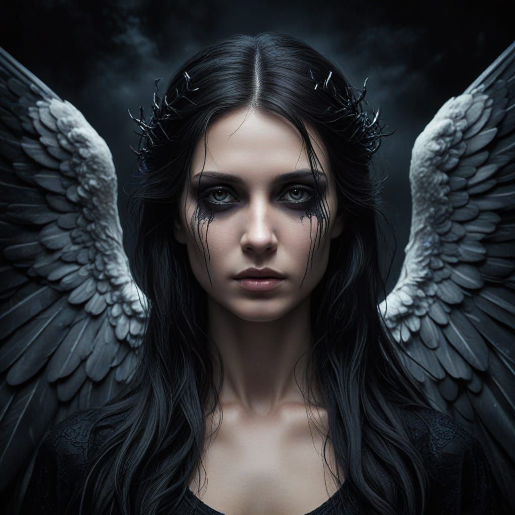 Ethereal Gothic Angel of Death in Dark Fantasy Portrait
