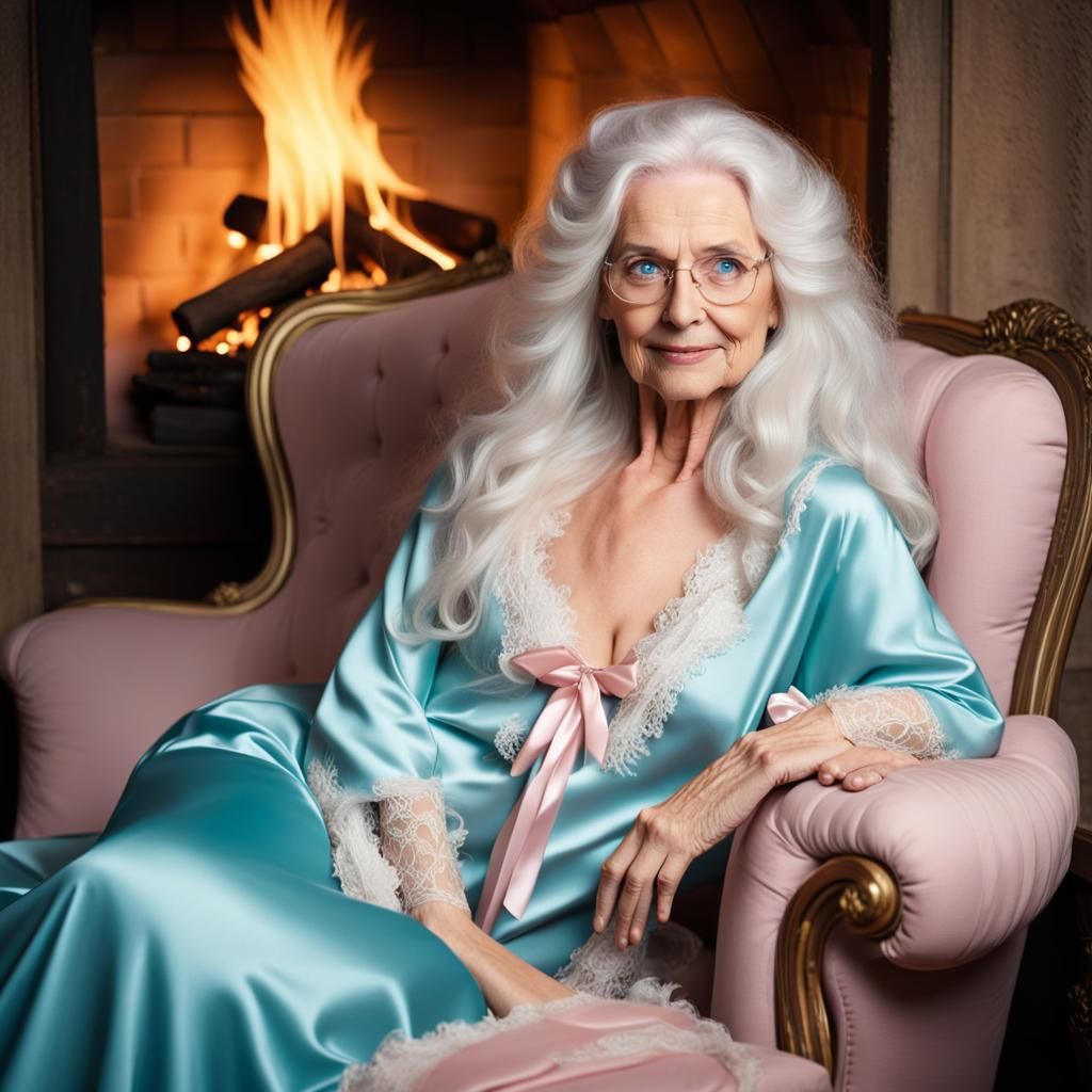 Elegant Woman with Aquamarine Ribbons by Hearth