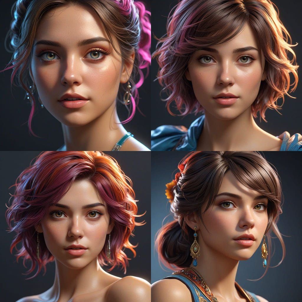 Detailed Portrait in Style of Art Nouveau