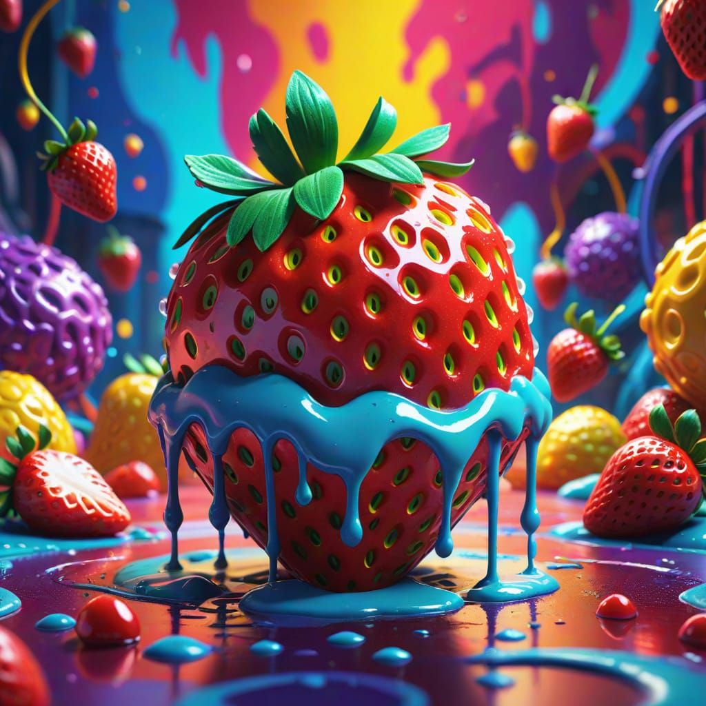 Heroic Strawberry Candyman in Vibrant, Melting Colors