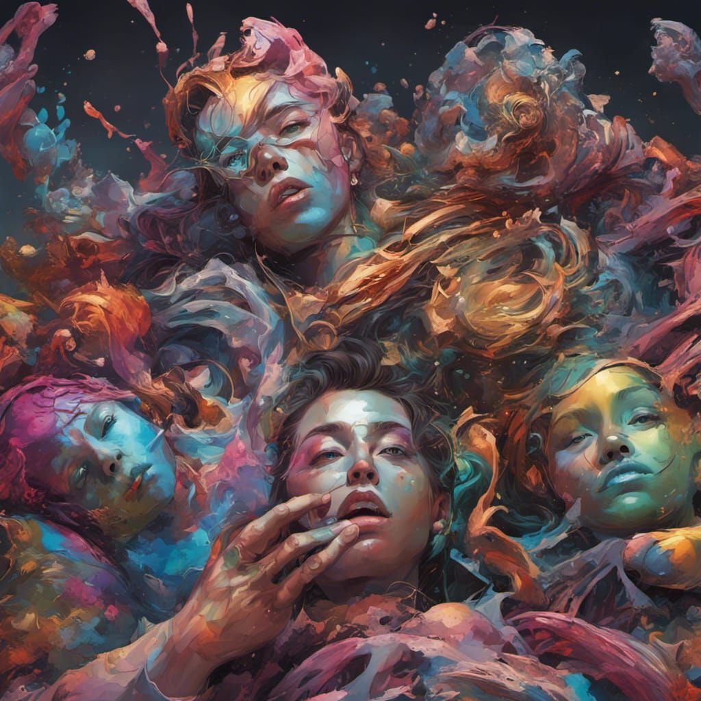 Intricate 4th Density Face with Colorful Lighting