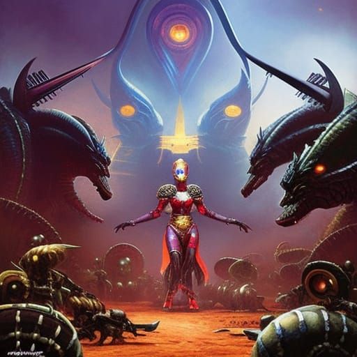 Aetherpunk Alien Queen Gladiator Concept Art