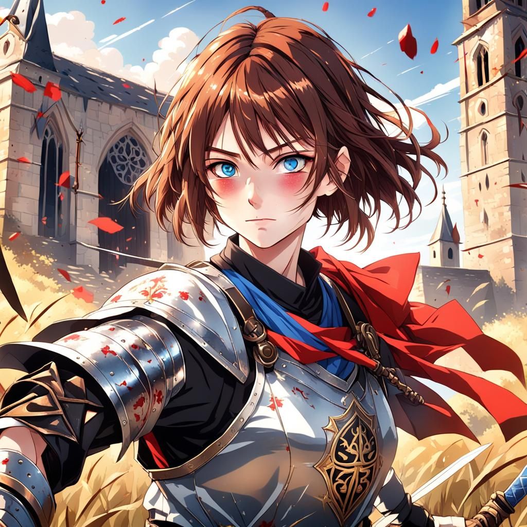 Anime Girl Warrior in Medieval Armor