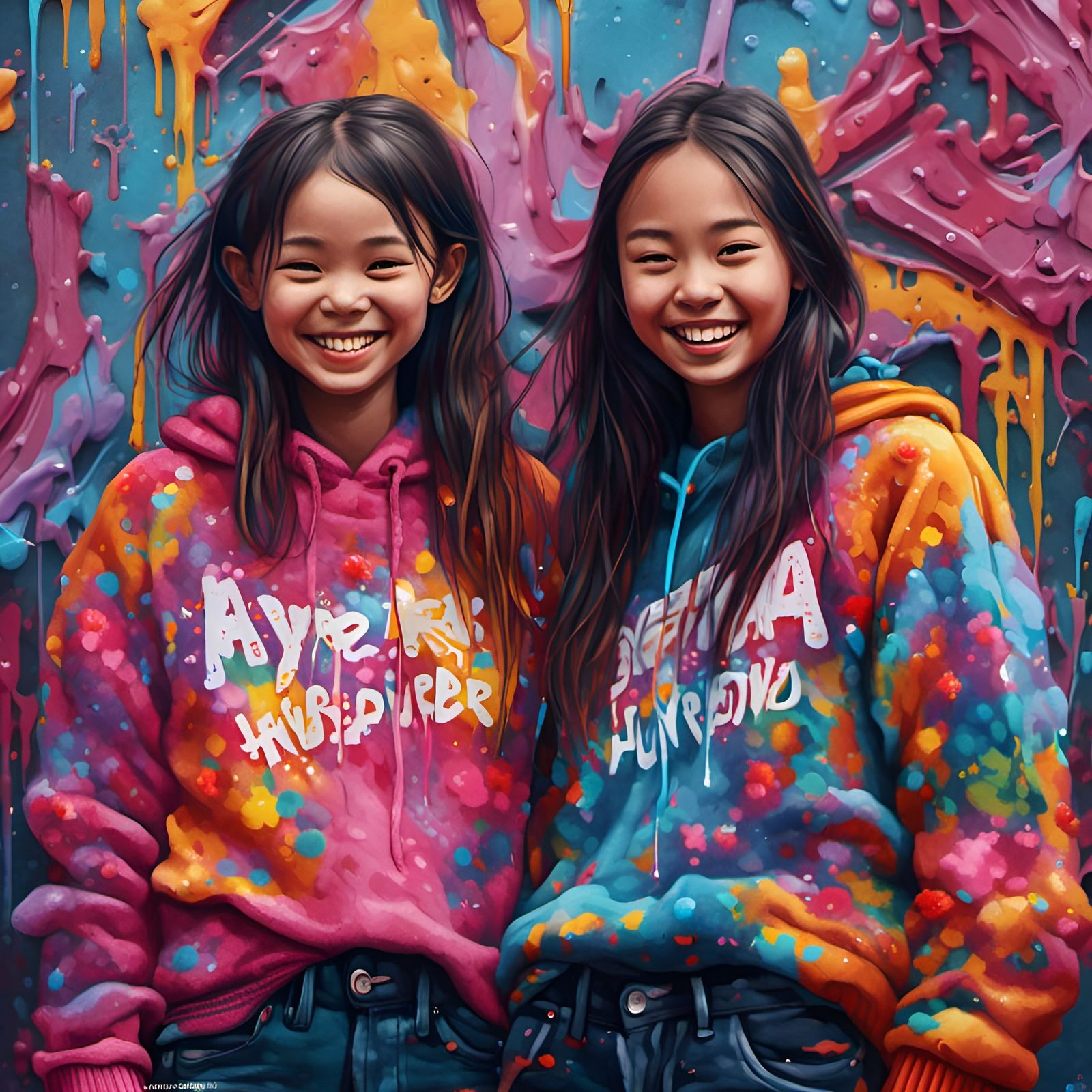 Two Beautiful Sisters in Hyperrealistic Digital Illustration
