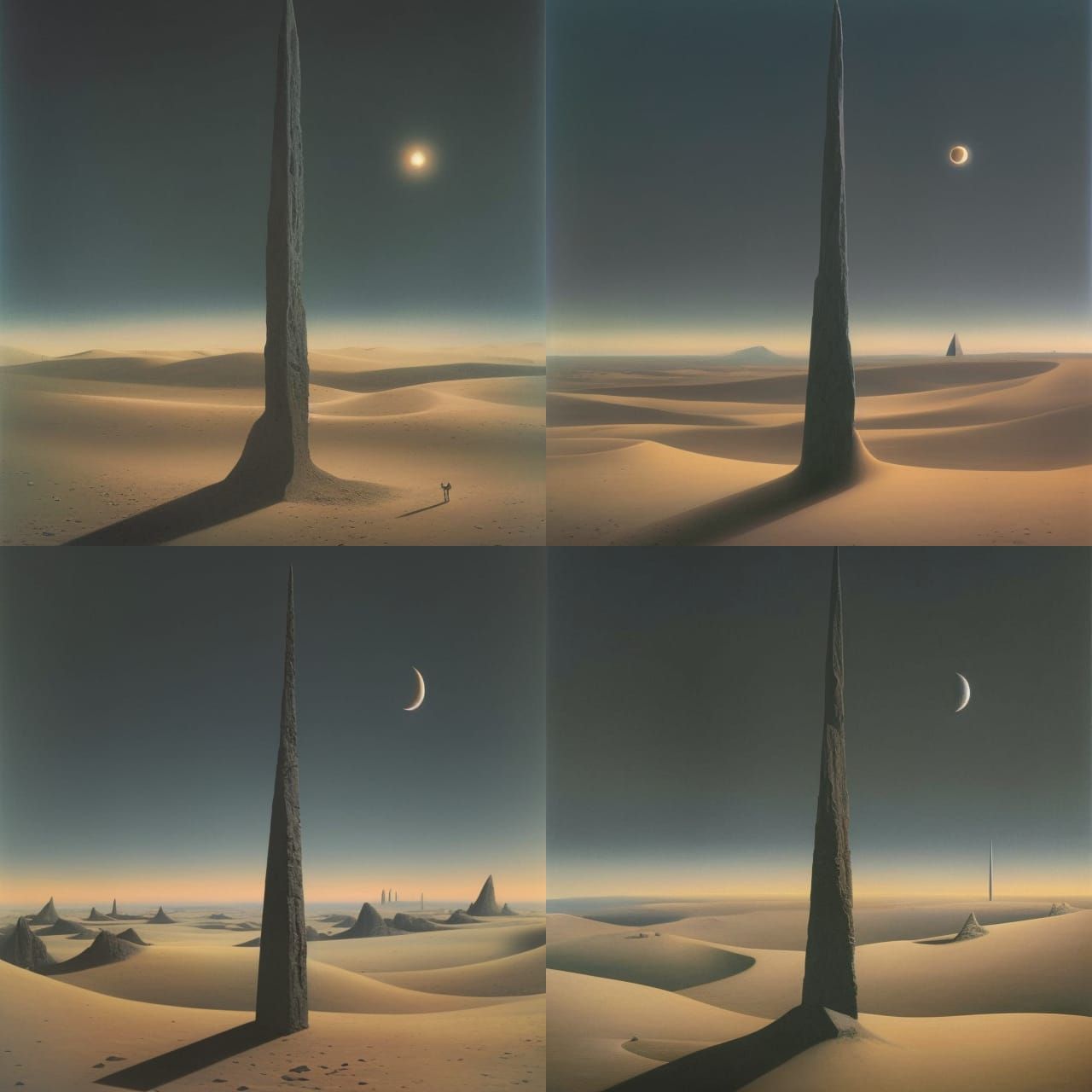 Desert Monolith in Haunting Surrealist Style