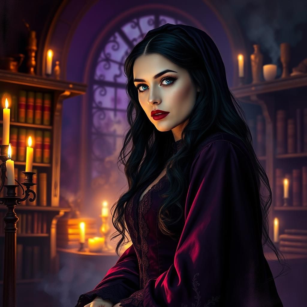 Enya as Victorian Witch in Mystical Chamber