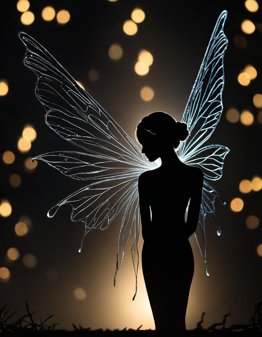 Captivating Fairy Silhouette with Translucent Wings