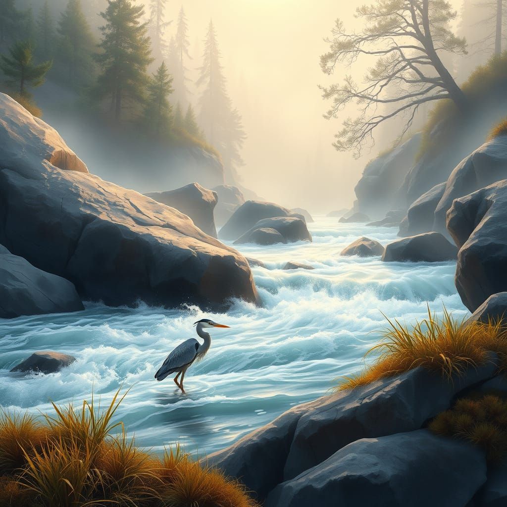 Misty Morning Serenity by the River