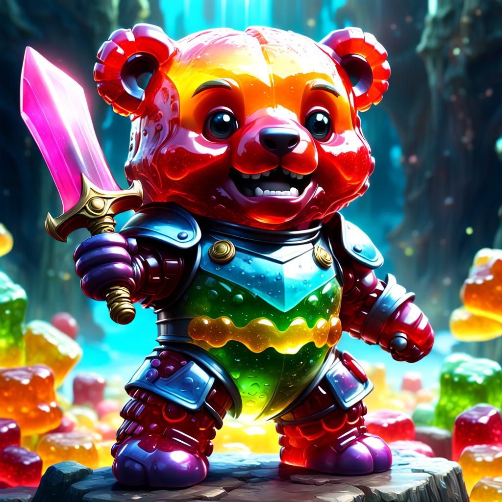 Gummy Bear Soldier in Gummy Armor, Digital Art