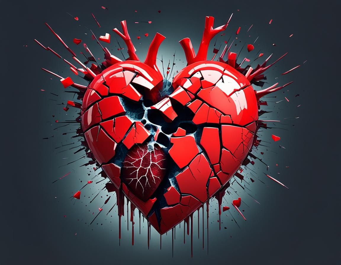 double exposure bleeding broken heart - shattered -