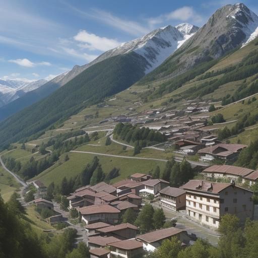 Picturesque Mountain Town in the Pyrenees