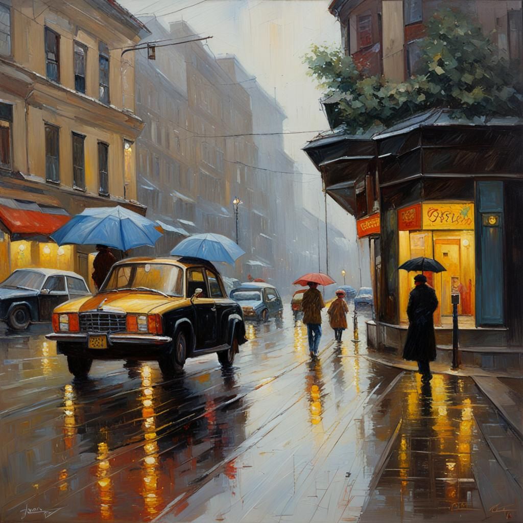 Rain: Oil Painting in Gurney Style