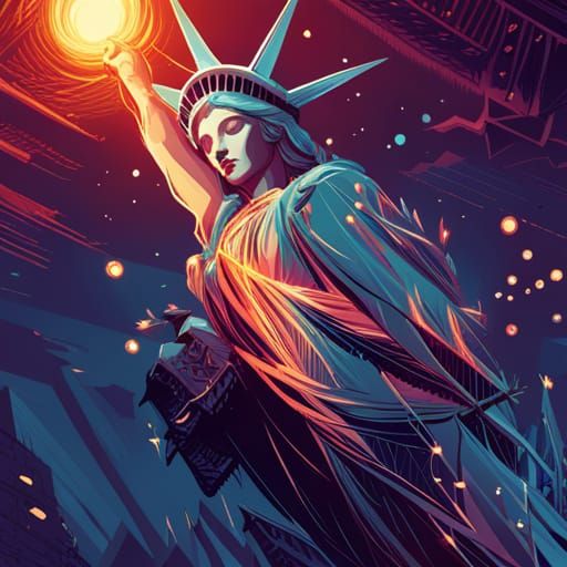 Luminous Statue of Liberty Digital Painting