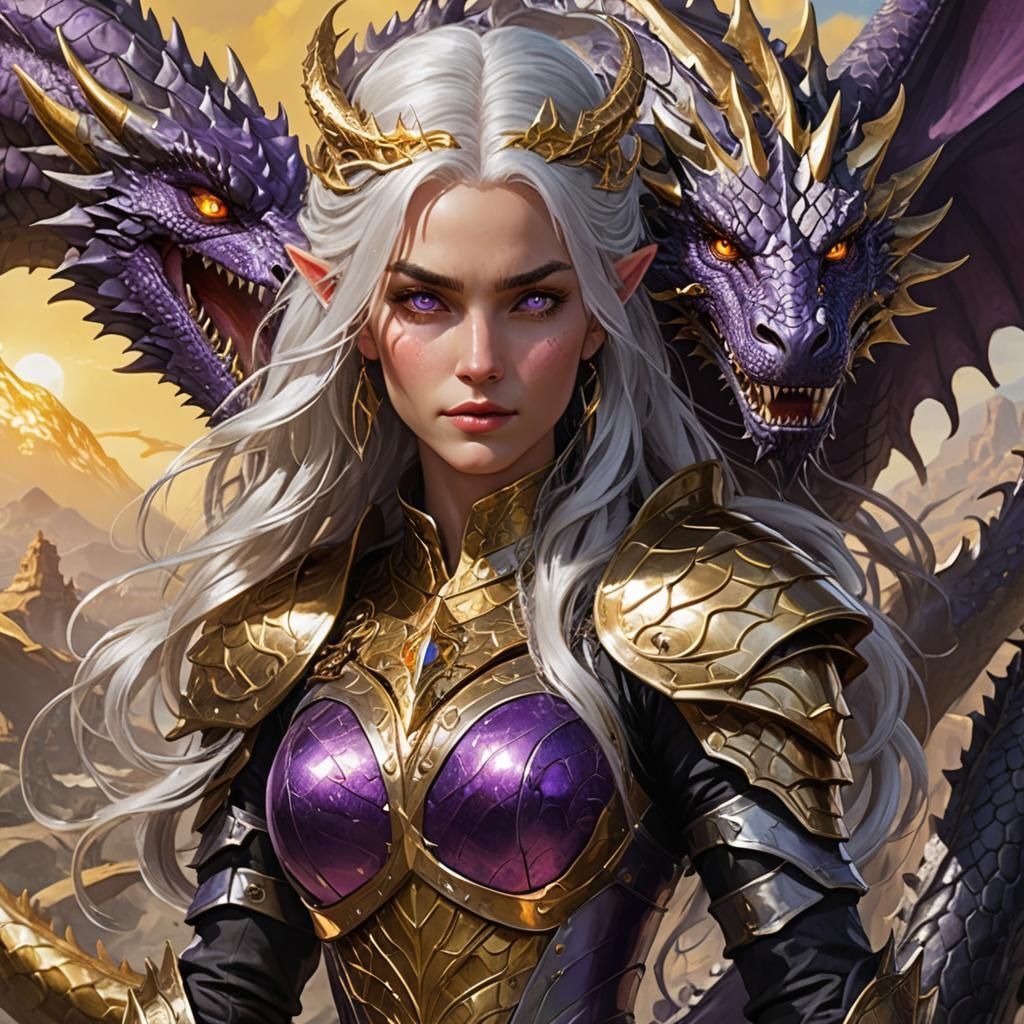 Dragon Queen Ascending Over Medieval City