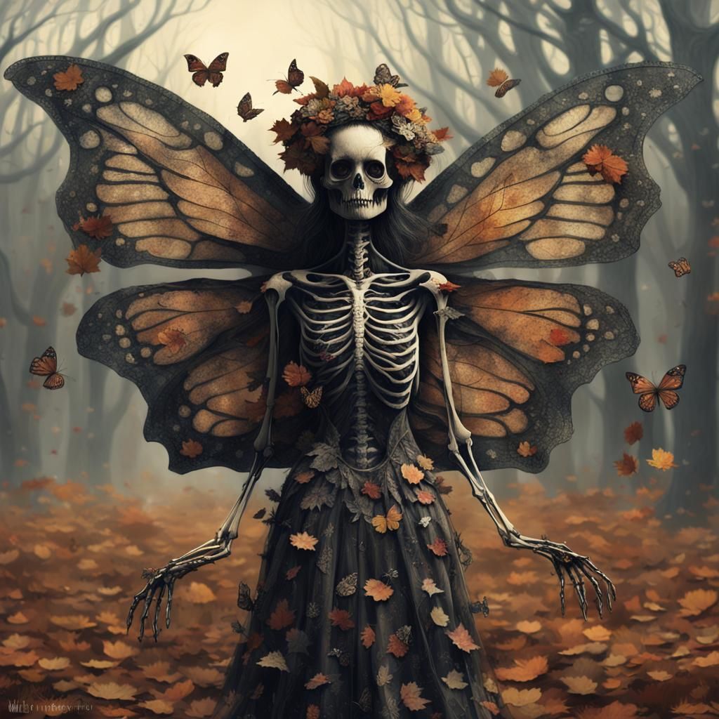Skeletal Fairy in Gothic Style