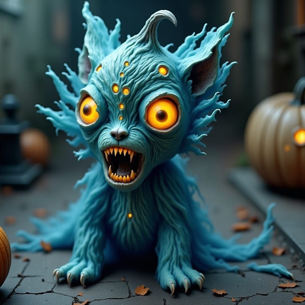 Eerie Kitten-Cyborg in Junji Ito Style