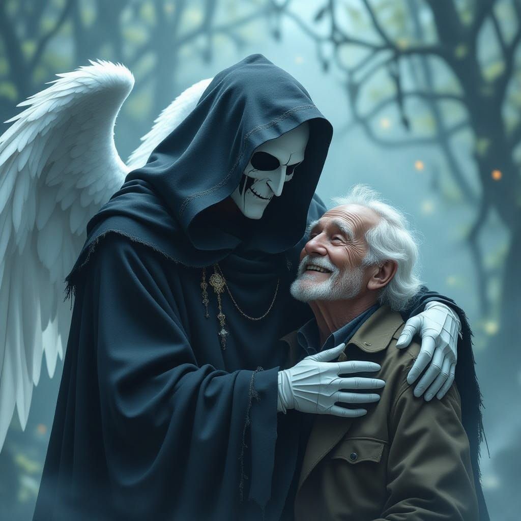 The Angel of Death Collects a Cherished Elder in a Whimsical...