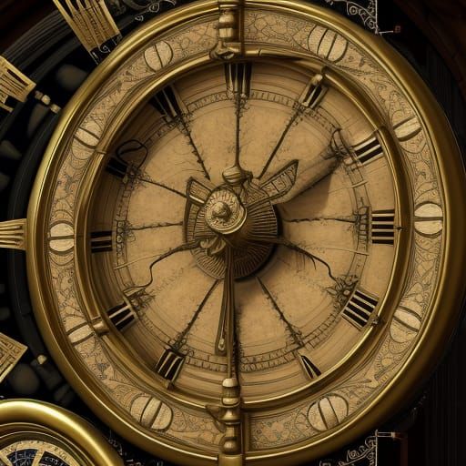 Grandfather Clock with Gargoyles: Detailed Digital Art