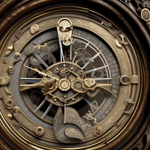 Grandfather Clock with Gargoyles in Digital Art