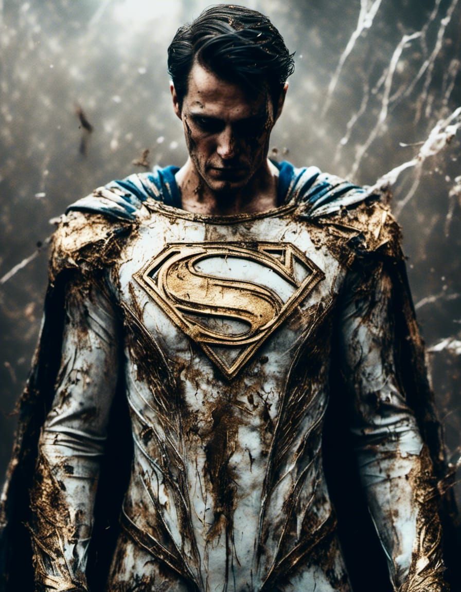 <lora:Macabre:1.0> superman white and gold suit