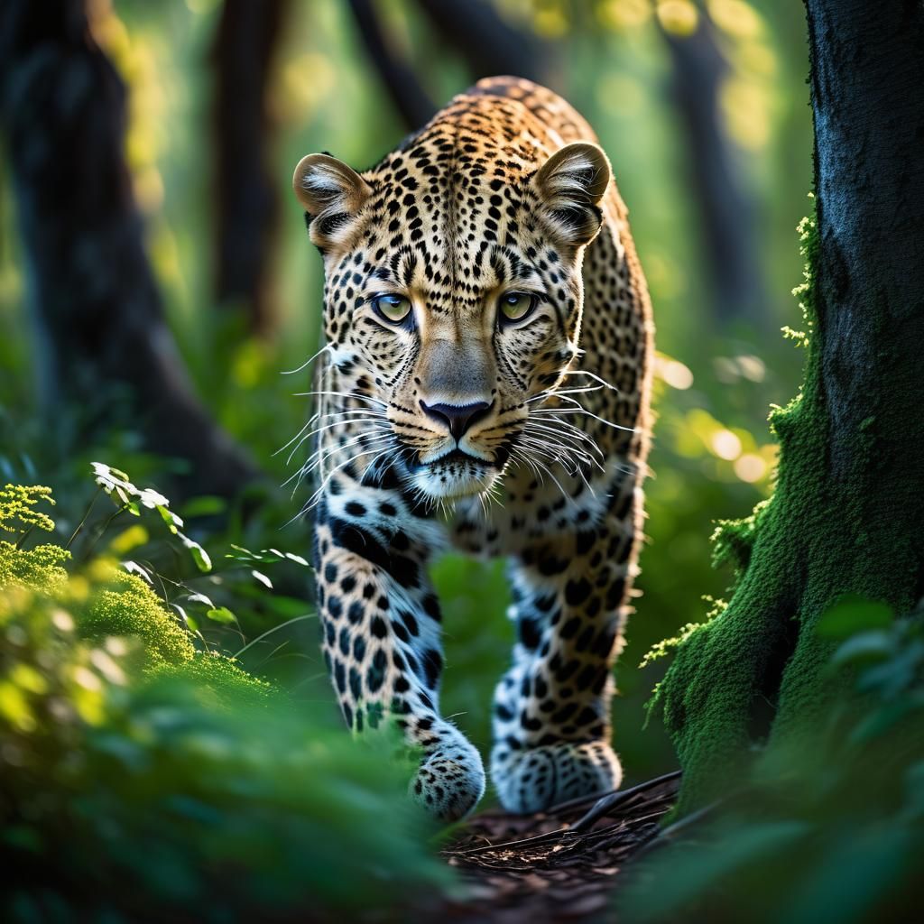 Leopard in Forest Undergrowth: Wildlife Photography