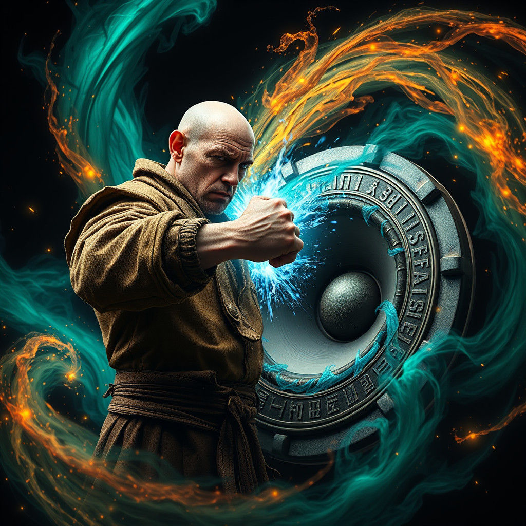 Moby Slams Speaker in a Surreal Digital Art Style