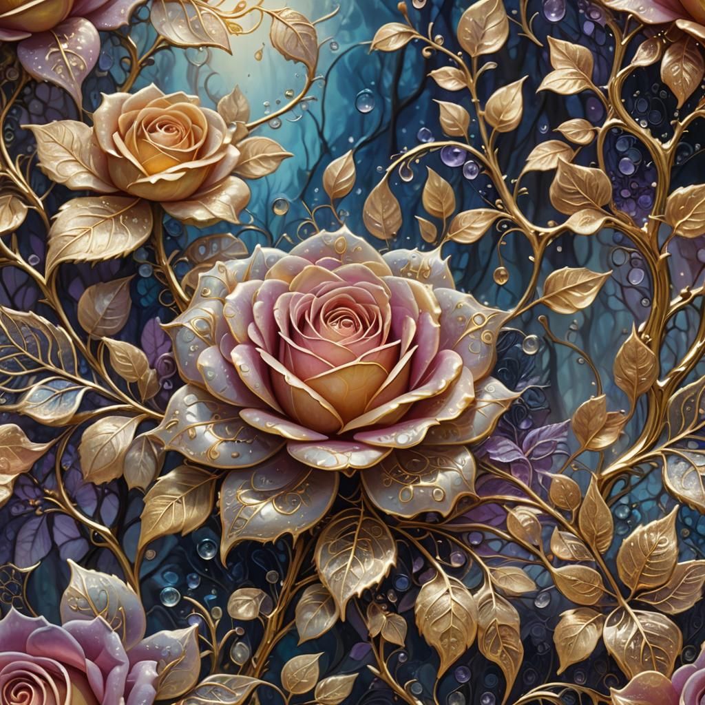 Lace Rose in Forest Glade: Fantasy Concept Art