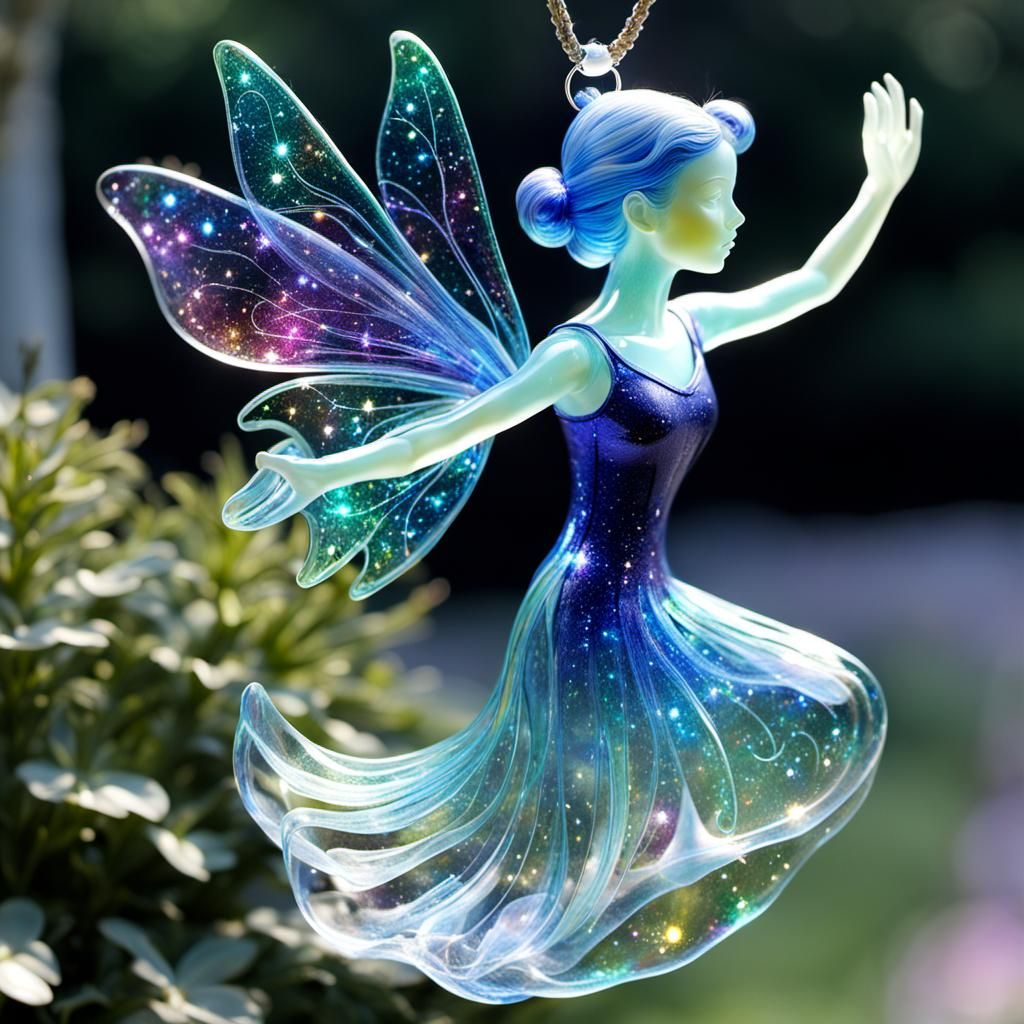 Translucent Hand Blown Fairy with Glitter