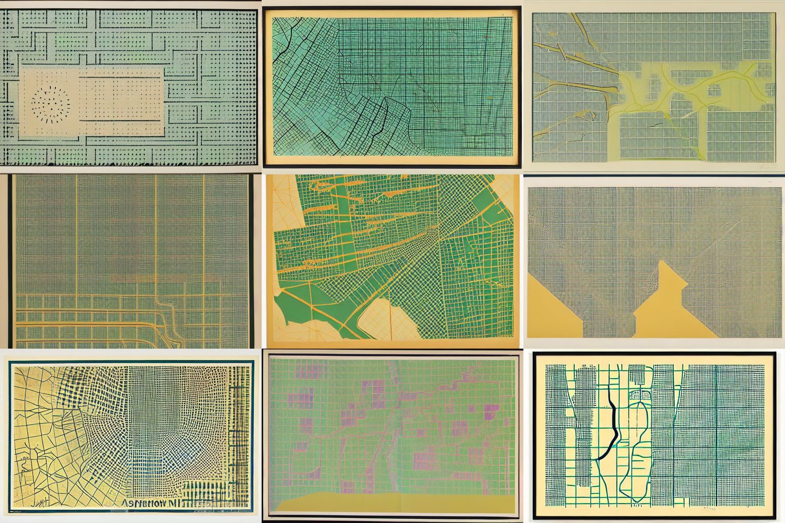 Arabian Oasis City Map in 1950s Print Style