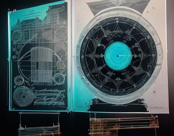 Modern Rome: Abstract Technical Drawing with Musical Element...