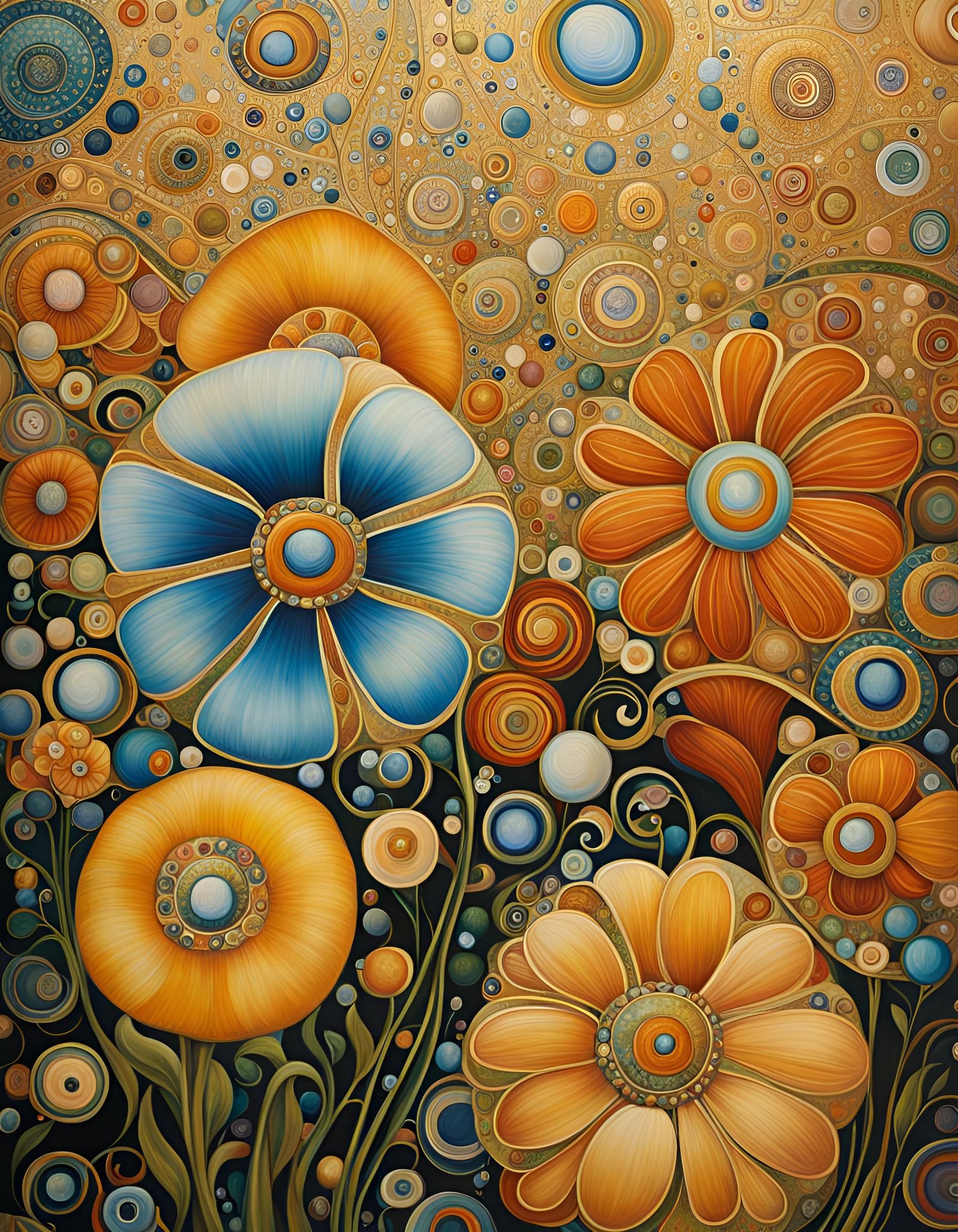 Floral Painting in Art Nouveau Style