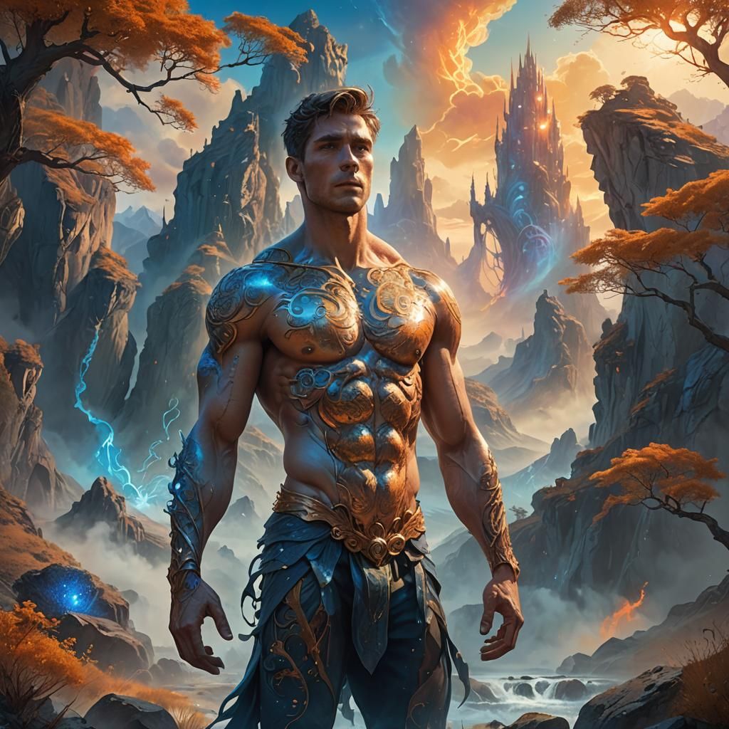 Mystical Figure in Dreamlike Landscape: Concept Art