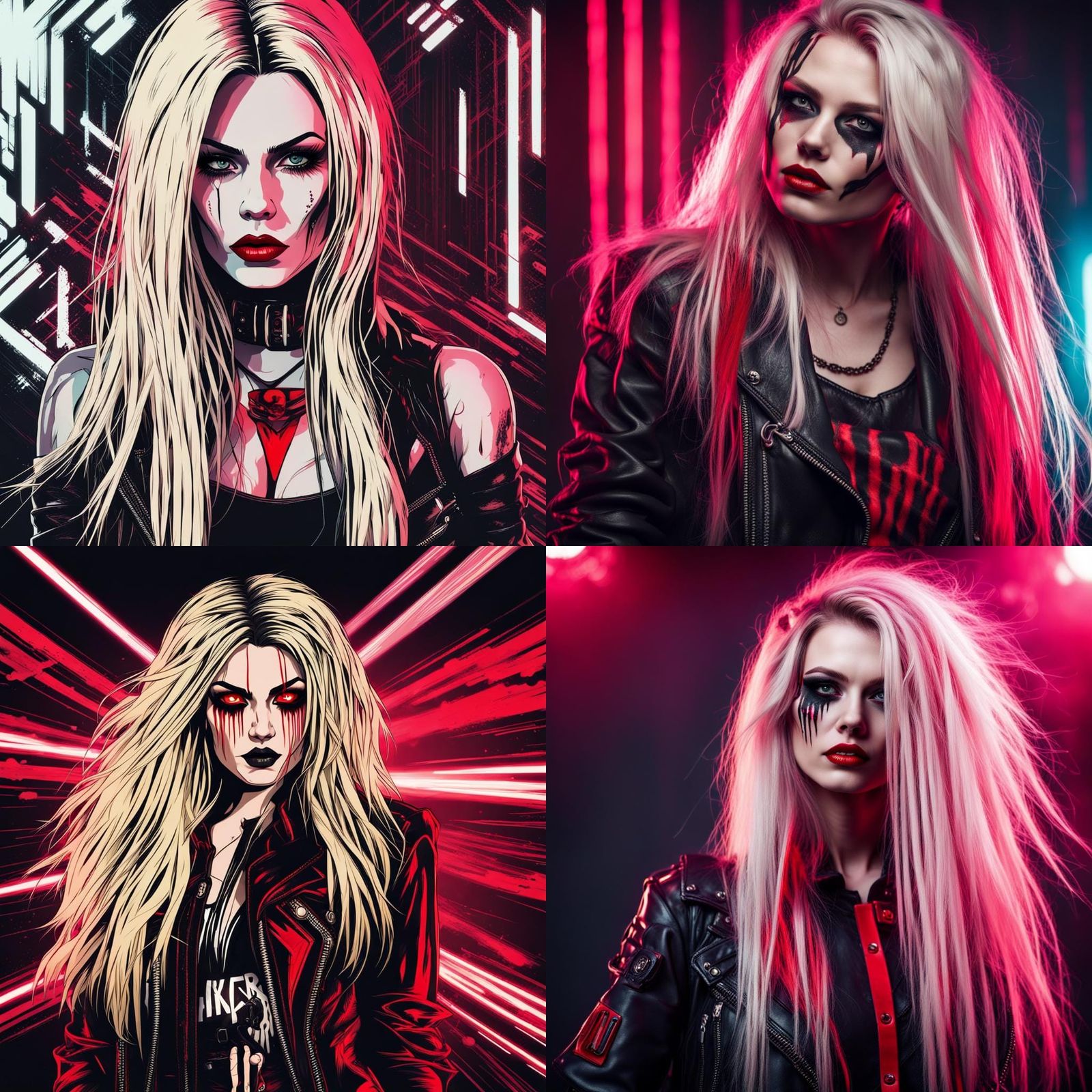 Gothic Hard Rocker in Synthwave Neon Retro Style