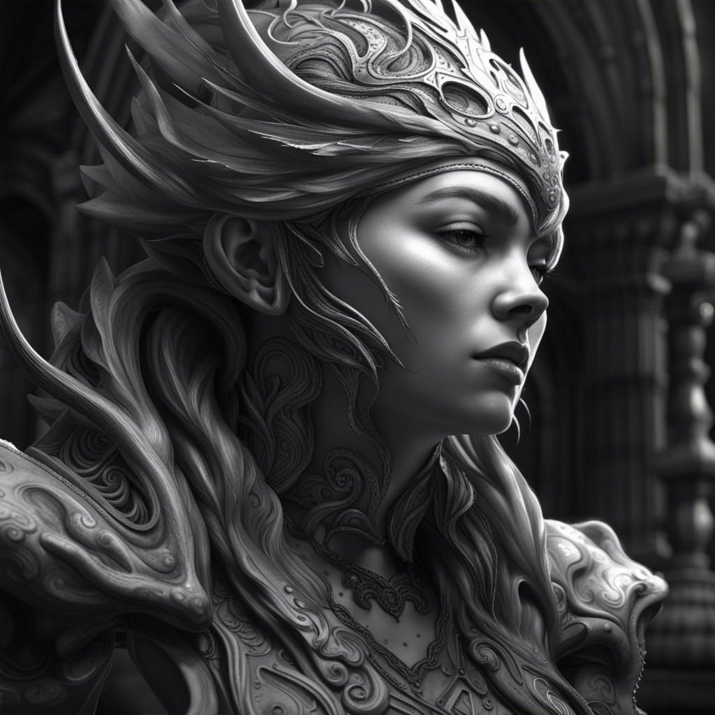 Hyperdetailed Grayscale Fantasy Concept Art in 8K