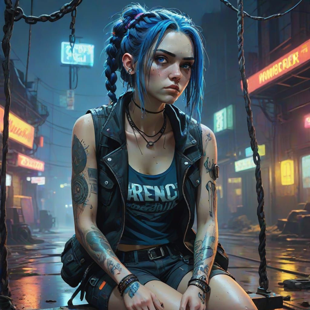 Rebel Zaunite in Neon Alley