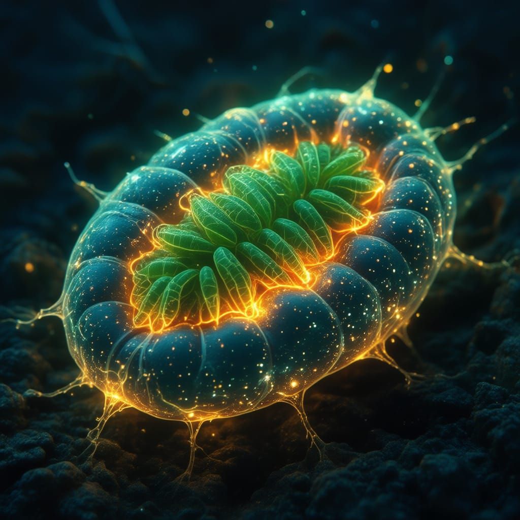 Surreal Bioluminescent Cell Mandala in Alex Grey Style