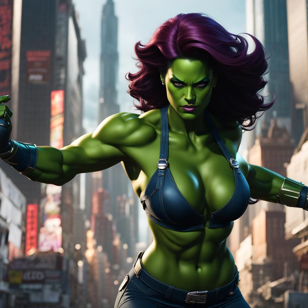 She-Hulk in Crop Top: Fantasy Concept Art