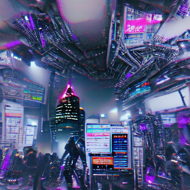 Cyberpunk Cityscape with Neon Lights