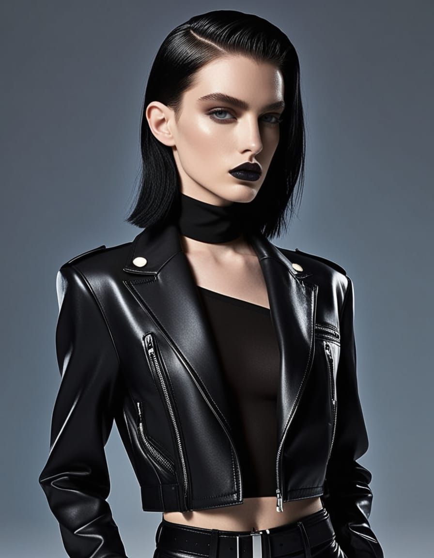 Non-Binary Model in High-Fashion Digital Style