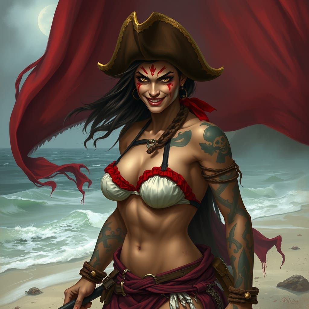 Furious Pirate Bride on Ethereal Beach