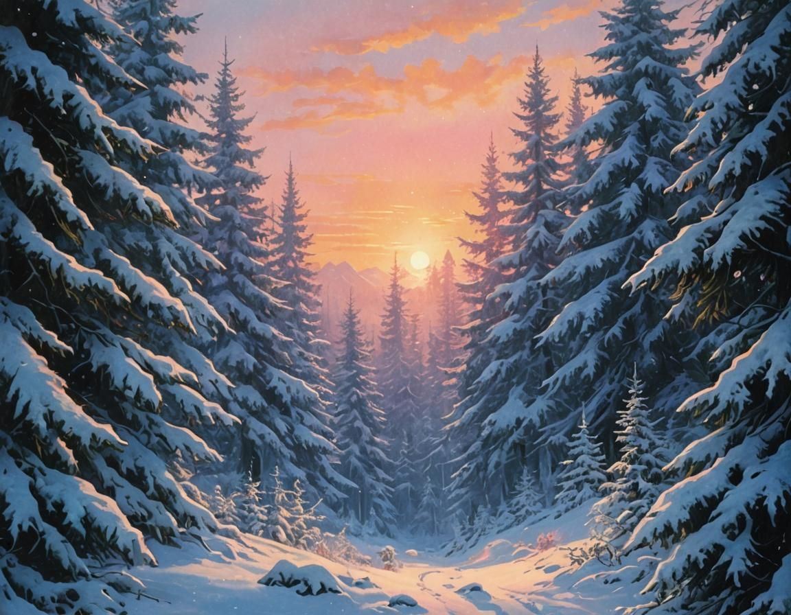 Frosted Fantasy Scene in 80s RPG Style