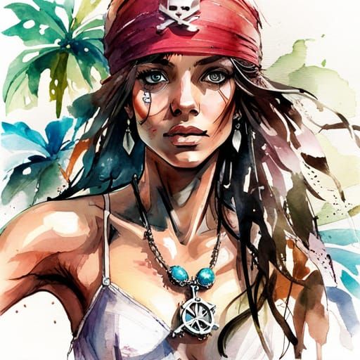 Anime Pirate Woman Digital Illustration